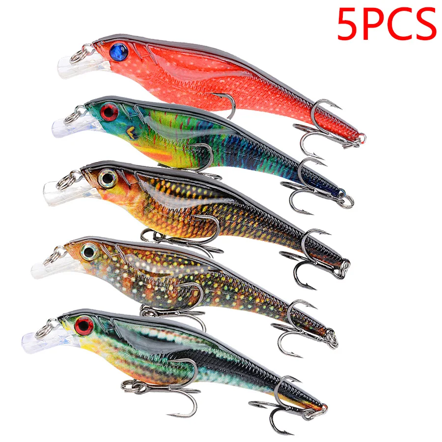 5PCS Jerkbait Minnow Harten Köder Kit Künstliche Wobbler Für Bass Hecht Trolling Karpfen Angeln Tackle Wobbler Angeln Lockt set