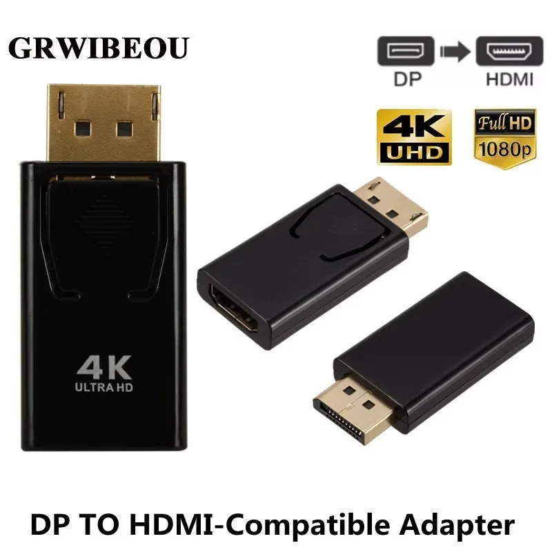 

4K DisplayPort to HDMI-compatible Adapter Converter 1080P Display Port Male DP to Female HD TV Cable Adapter Video Audio For PC