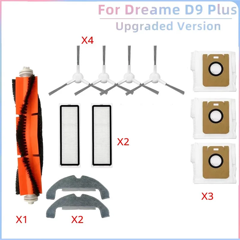 【Berserk】Kit de manutenção multifuncional para robô aspirador Dreame D9 Plus RLD11GD: escovas, filtro e pano de esfregão incluídos