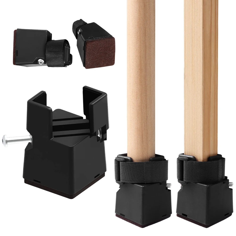

4PCS Anti Slip Adjustable Furniture Leg Risers 5/10cm Heavy Duty Bed Table Sofa Heightening Feet Pad with Removable Screw Clamp