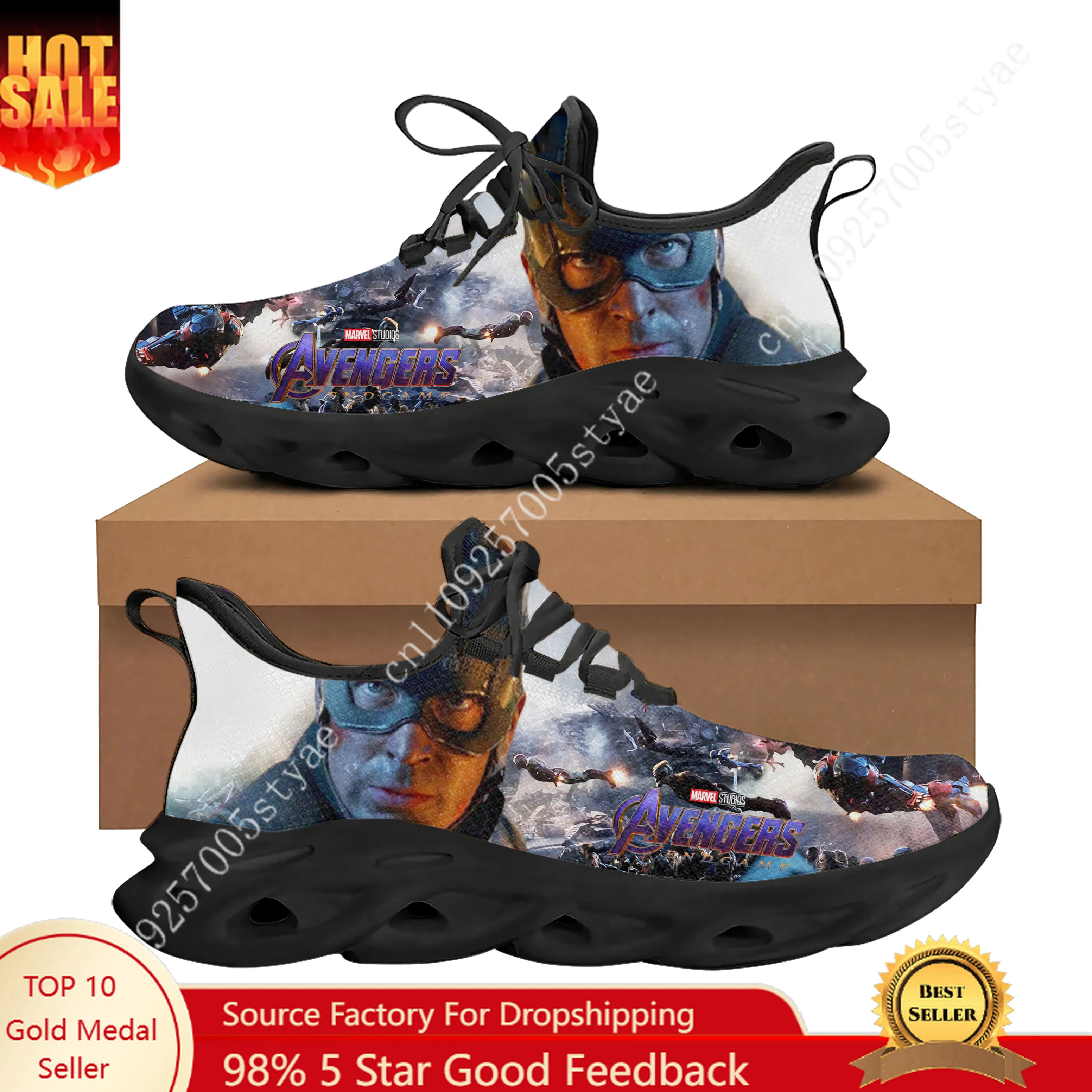 

Marvel Avengers Endgame Assemble Lace Mesh Shoe Flat Sneaker Mens Womens Sport Running Shoes Sport Sneakers Customized Footwears