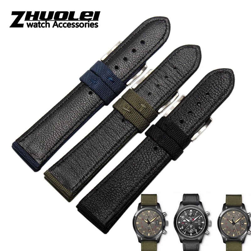 Voor SKX007 SKX009 Polsband Nylon Canvas Duurzaam Sport Gewatteerde Horloge Band Comfortabele Lederen Voering Band 18 19 20 21 22 23 24Mm