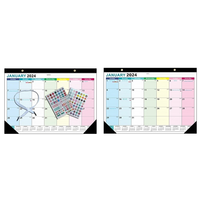 Calendario de pared de 2024 a 2024, de 18 meses calendario de pared, de enero de 2025 a junio de 2024, gancho colgante duradero, fácil de usar