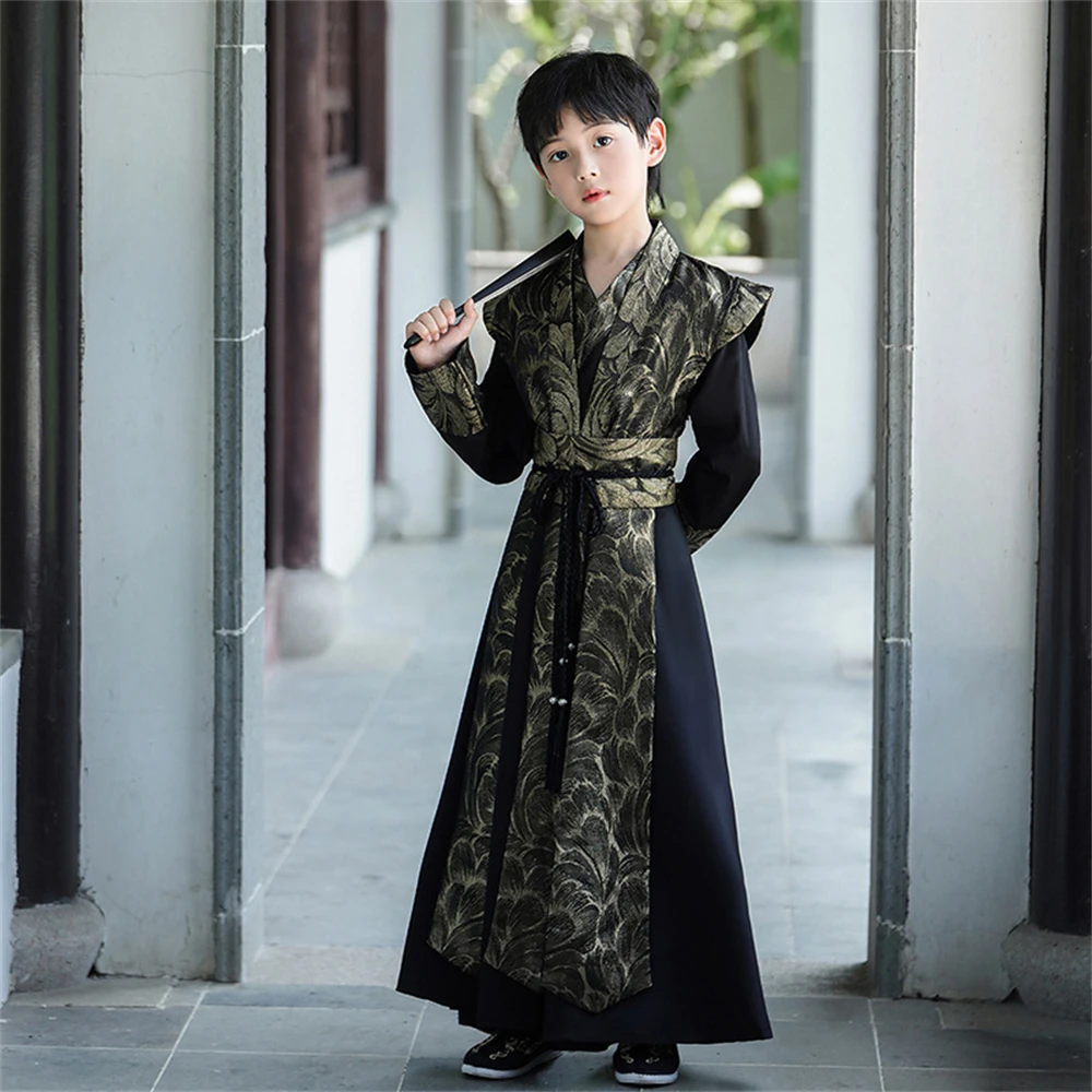 

Boys Autumn New Hanfu Tang Suit Young Master's Costume Kids Handsome Swordsman High-end Ancient Style Prince Performance Outfits