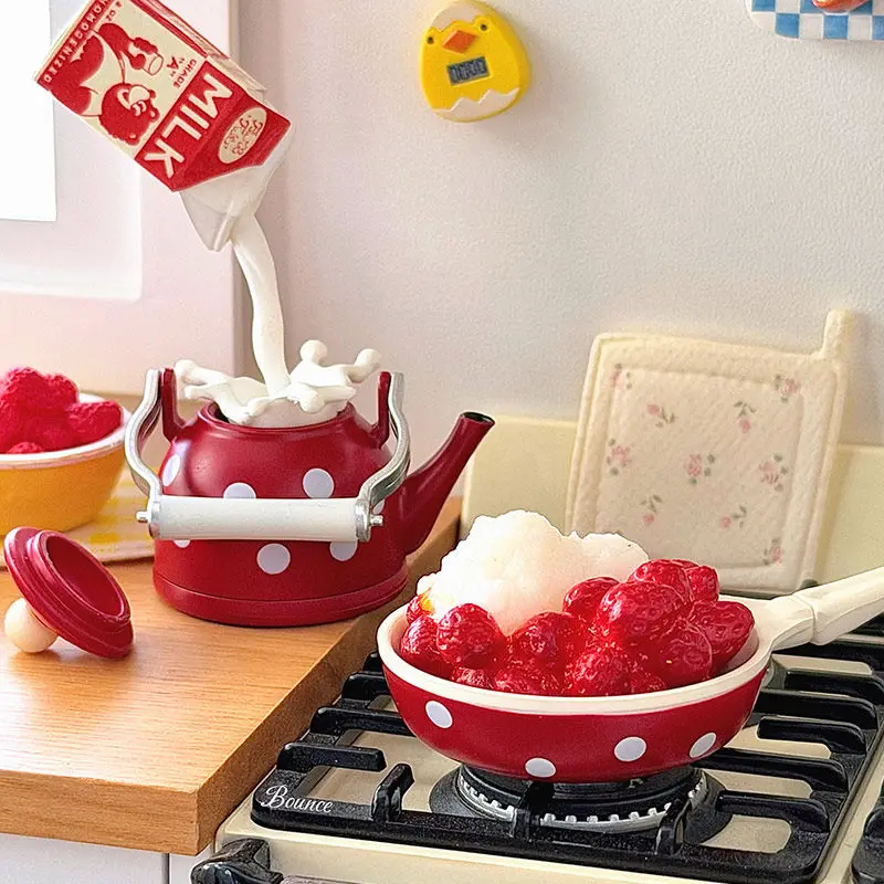 Mini modèle de maison de poupée 1:6 1:12, accessoires de meubles, bouilloire à pois, Pot, assiette, bol Bjd Ob11 Gsc Blyth soldat Lol, accessoire de cuisine