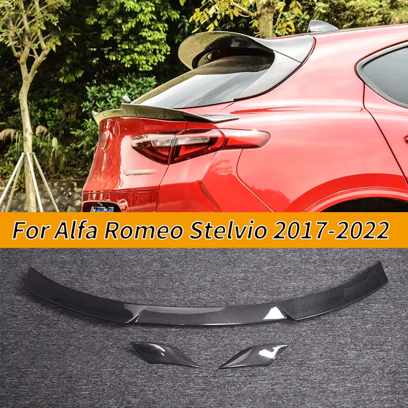 

Внешние аксессуары, заднее крыло из углеродного волокна, задний спойлер багажника, стиль из трех упаковок для Alfa Romeo Stelvio 2017-2022 гг.