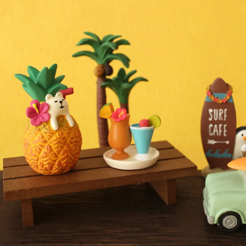 Japan Zakka Beach Party Japan Miniature Figurines Resin Craft Toys Bookshelf Decoration Collectible Scene Decoration Gifts