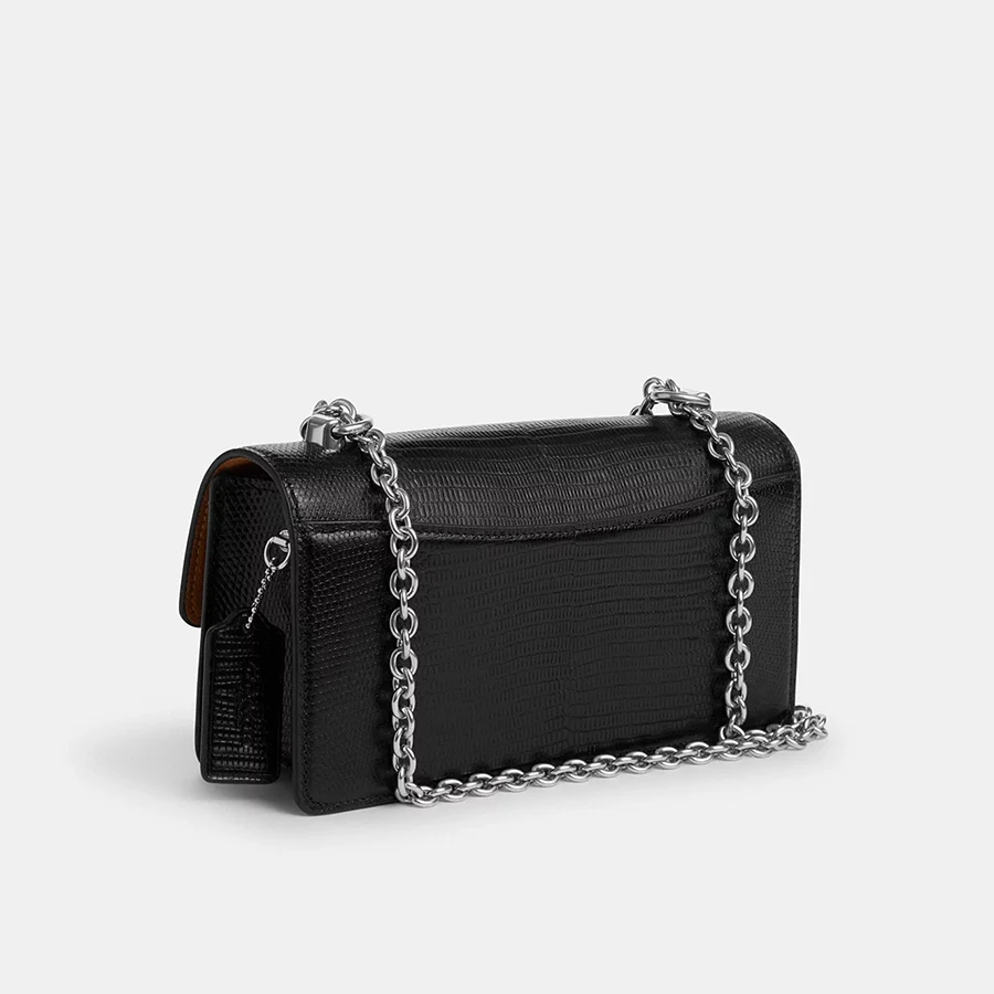 Eliza Flap Crossbody Bag for Women Chain Bag Small Trendy Flap Bag In Lizard-embossed Leather,CR106 SVBK