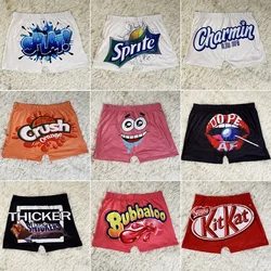 Shorts de cintura alta para mulheres, moletom curto, roupas femininas de verão, lanche de doces, kitkat, shorts boxer caseiros, venda quente