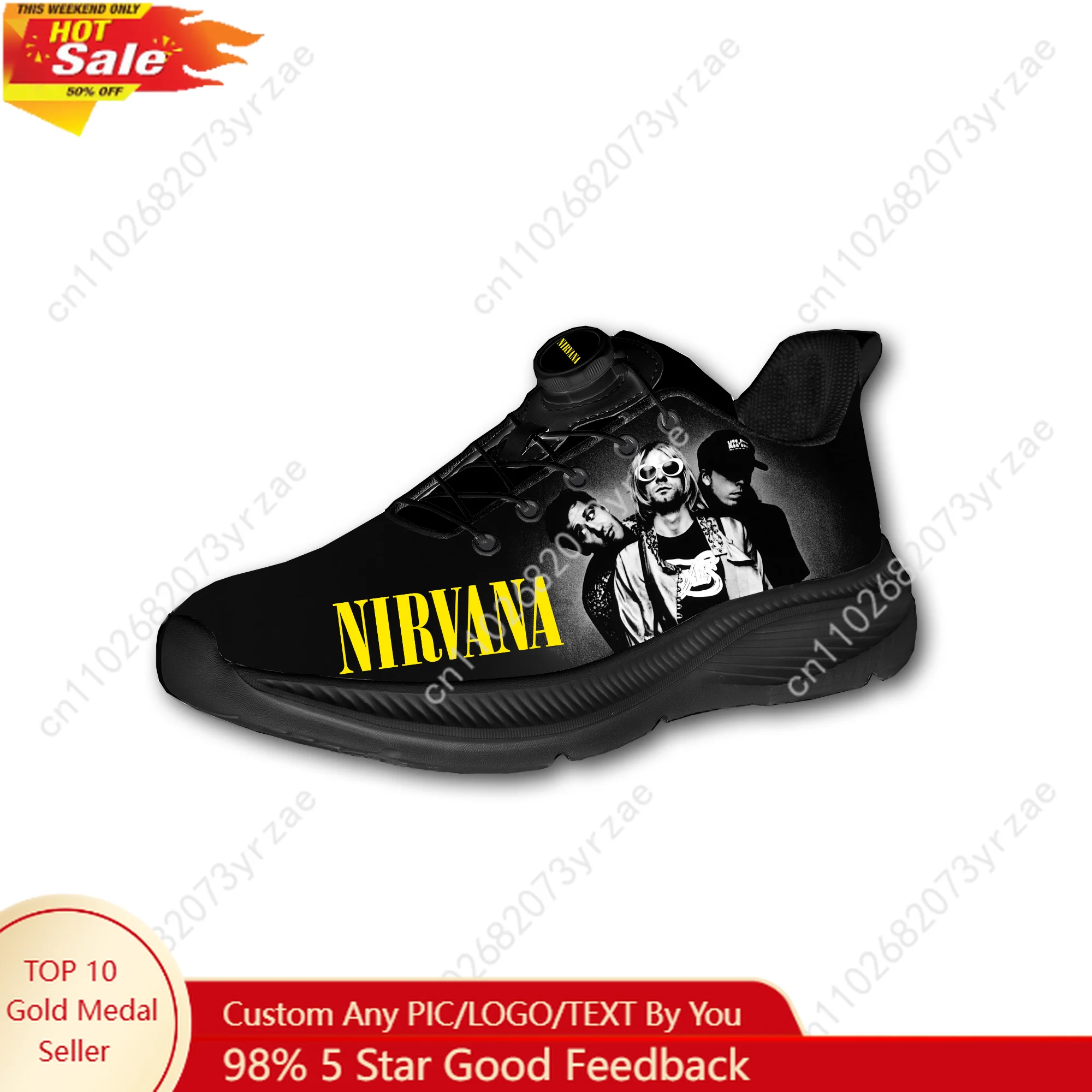 

Nirvana Sneakers Mens Womens Walking Shoes Laceless Rotating Button Sports Shoe High Quality Fashion Lightweight Custom Sneaker