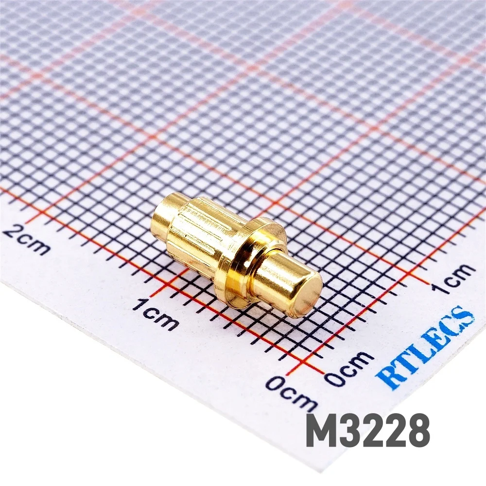 2 Pcs Gold Plated 3u Stroke 2.5mm 5.5x10.6 mm Probe 20 Amps PogoPin Low Voltage 12V M3228 20A High Current Pogo Pin Connector