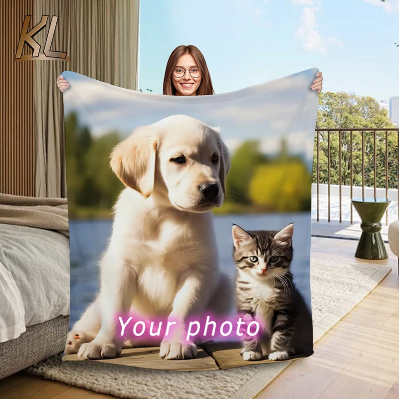 Custom Flannel Throw Blanket Personalized Photo Fleece Blanket Sofa Gift Customized Text Pictures Sudoku for Pet Friends Family