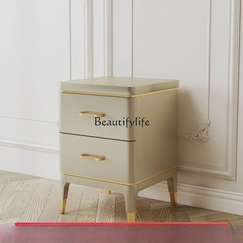 

FG44American Light Luxury Bedside Table Bedroom Luxury Wooden Storage Simple Solid Wood Bedside Cabinet