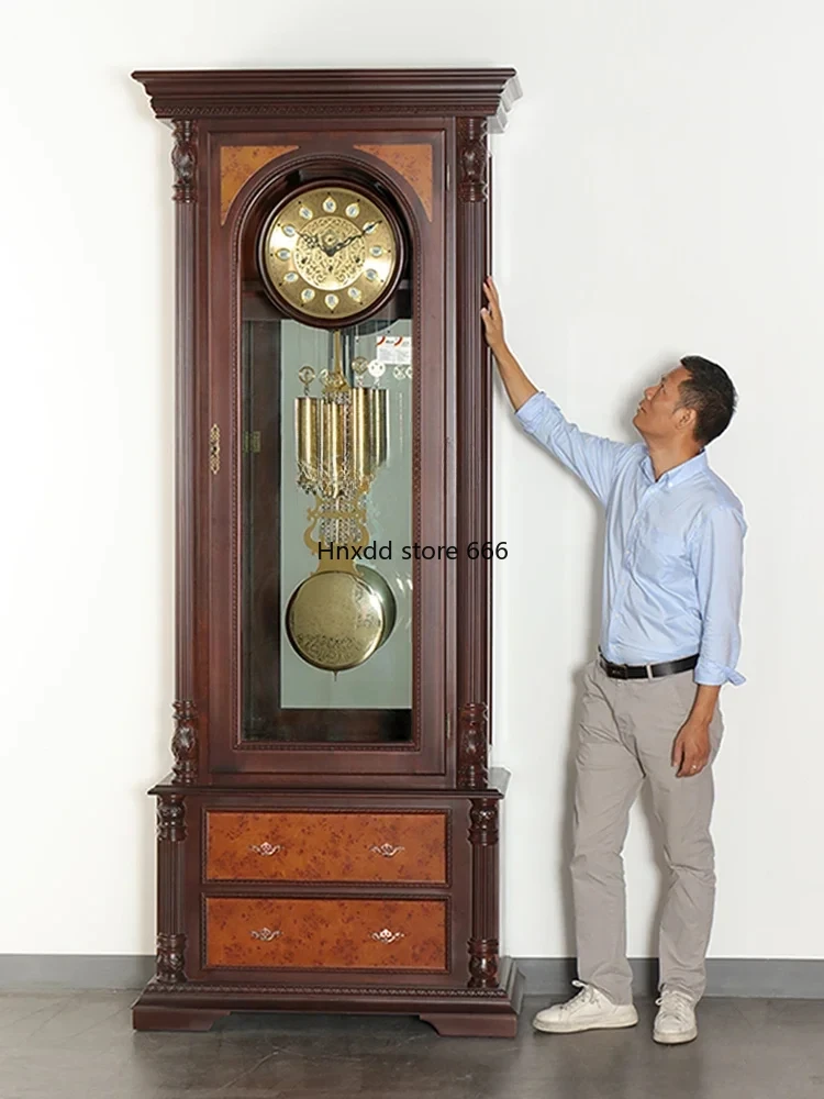 European Style Hotel Lobby High-End Floor Clock Solid Wood Germany Hermle Mechanical Floor Clock