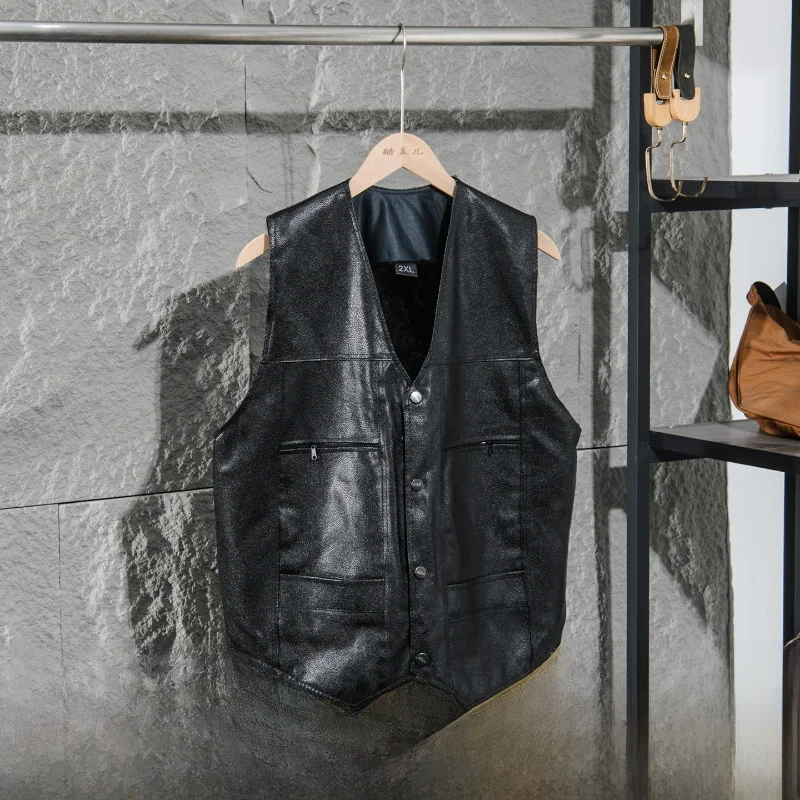 

Мужской винтажный утепленный жилет на флисовой подкладке для многослойной носки, мотоциклетная куртка, приталенный крой, модный городской стиль, осень-зима