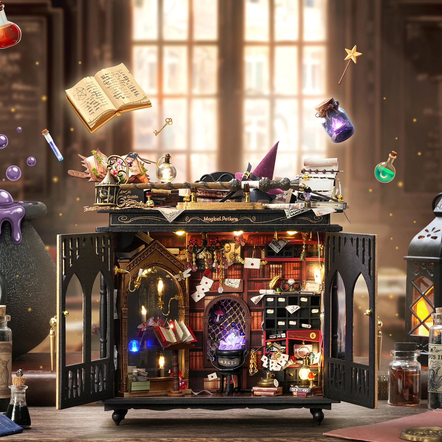 Magic House Bookshelf Set 3D Puzzle DIY Toy Assembly Building Model, Bedroom Decoration Crafts, Youth and Birthday Gifts