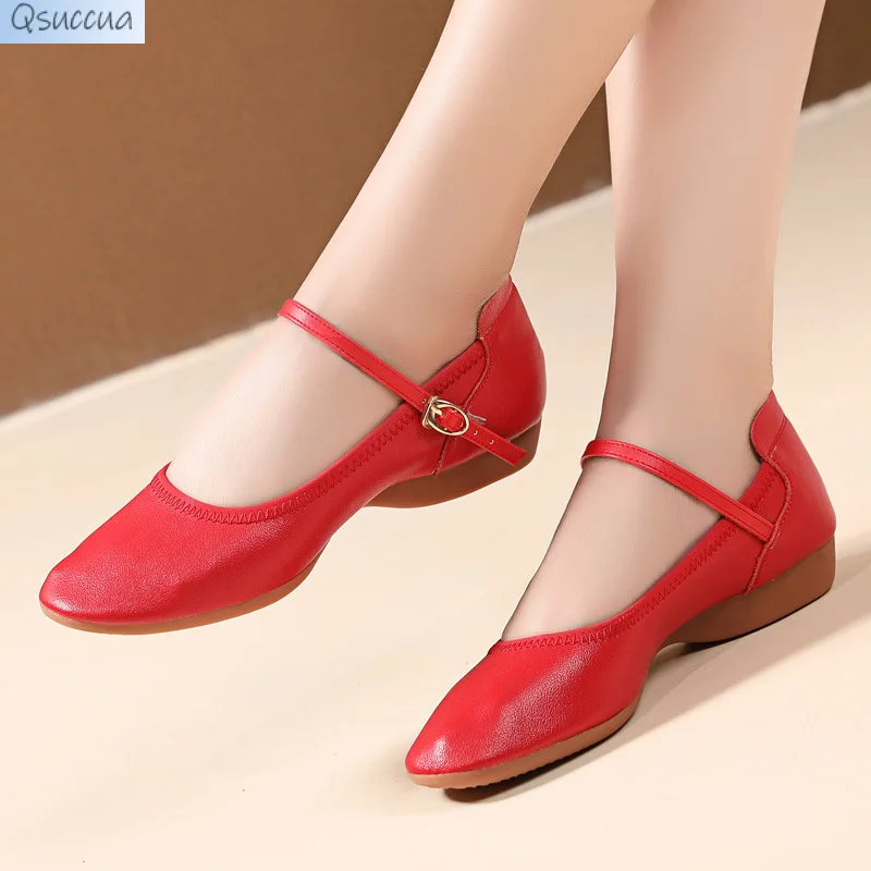 

New Summer Dance Shoes Women's Soft Sole Red Square Dance Shoes Middle-aged and Old Age Marine Dance Outdoor Dance Shoes