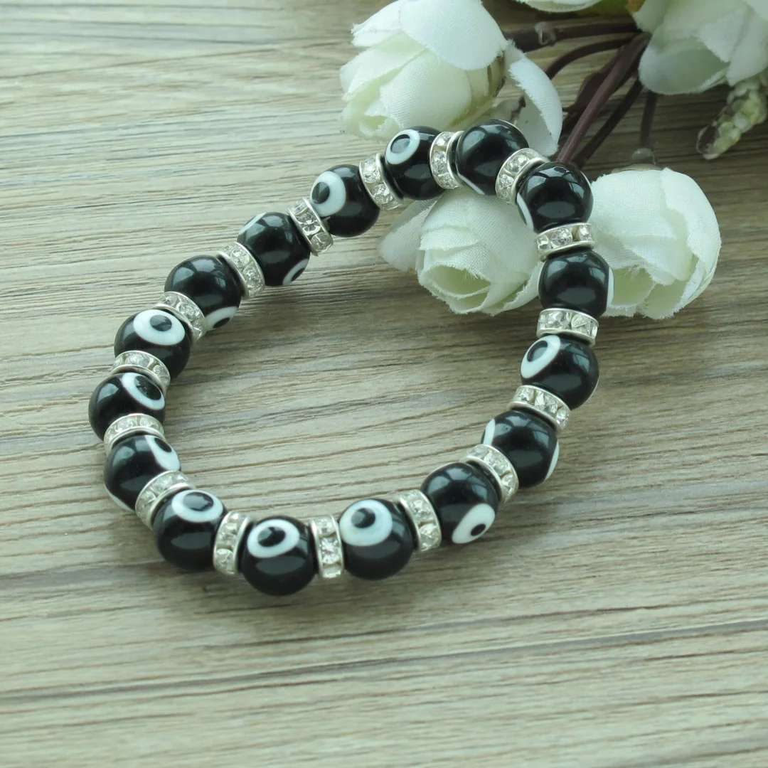 1 Evil Eye Bracelet, Elastic Glass Beads to Protect Jewelry, Good Luck Gift for Men and Women, Elastic Jewelry for Daily Wear