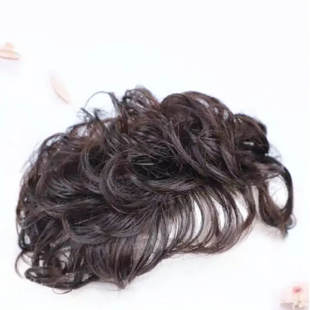 For ChuChu Hair Topper Women Synthetic Short Curly Wiglet Breathable Hairpiece Natural Black Cover White Roots Volume Boost
