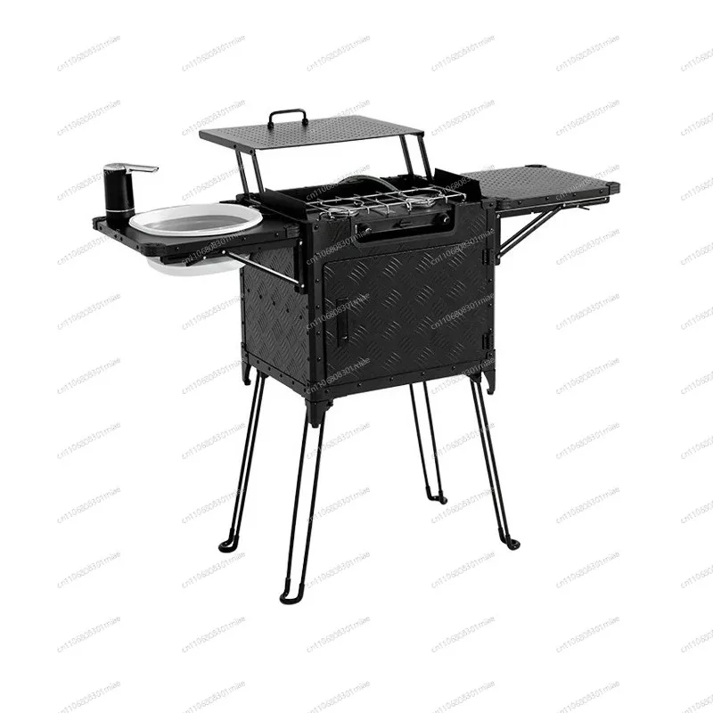 Portable Folding Outdoor Camping Kitchen Box, Complete Cooking Cookware & Table Stove Set for Camping Hiking Car Trip