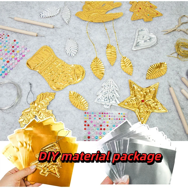 

Super Thick Gold Silver Art Relief Paper Creative Tin Foil Painting Material Package DIY Christmas Decoration Pendant Home Decor