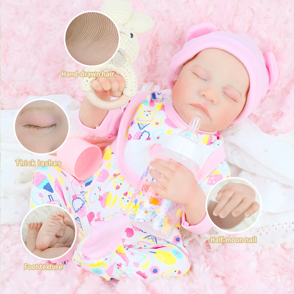 18inch Realistic Reborn Sleeping Baby Dolls Girl Levi Full Body Silicone Vinyl  Already Painted Finished Doll Christmas Toy Gift