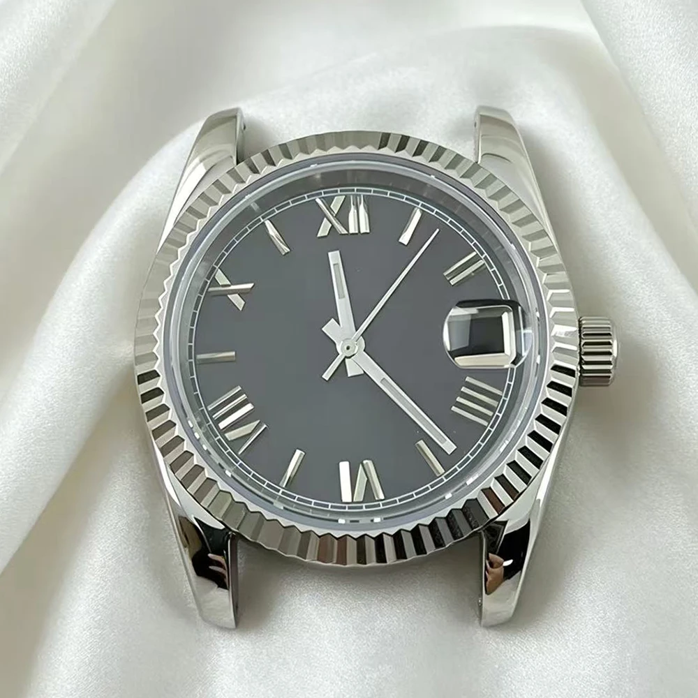 NH35 case 36mm/39mm custom logo Roman dial men's watch accessories stainless steel case suitable for NH35 movement