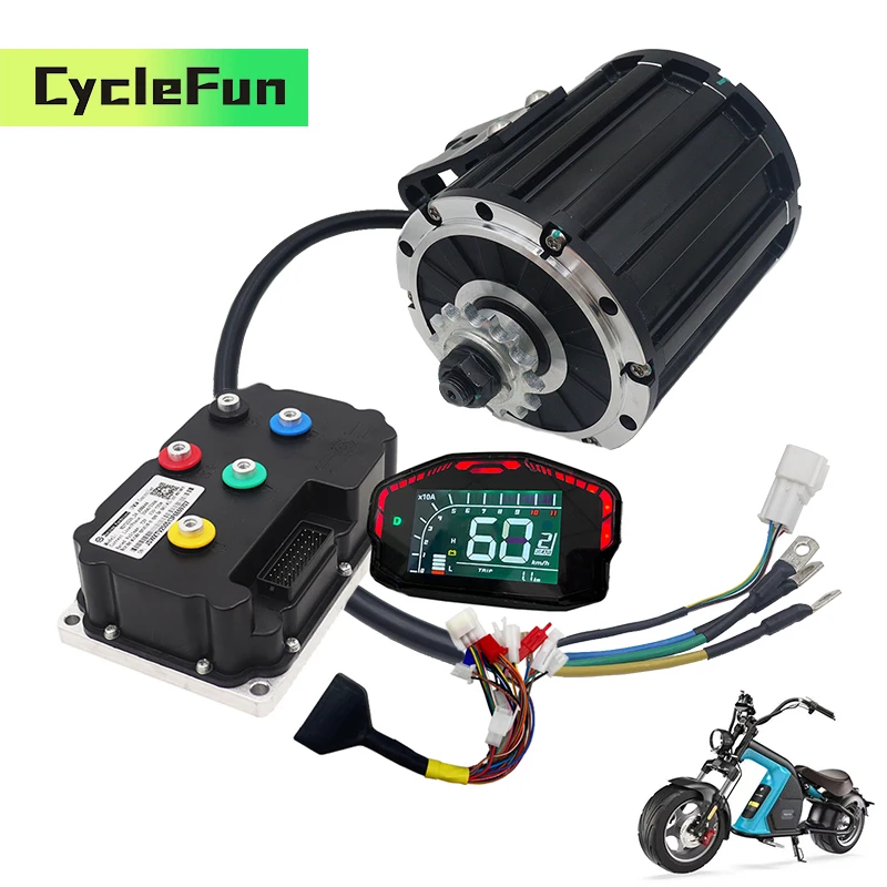 QS120 2KW 72V محرك متوسط 4600 دورة في الدقيقة 70H مع وحدة تحكم FarDriver ND72300 وشاشة DKD للدراجات النارية الكهربائية سكوتر