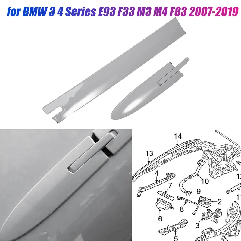 

2Pcs Side Roof Top Decorative Hinge Cover Lid Trim For BMW 3 4 Series E93 F33 M3 M4 F83 Spare Parts Accessories