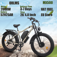 ORLMS MX500 Electric Bike 2000W Dual Motor 52V25AH Hydraulic Brake Electric Bicycle 26*4.0 Inch Fat Tire All terrain Snow E-bike