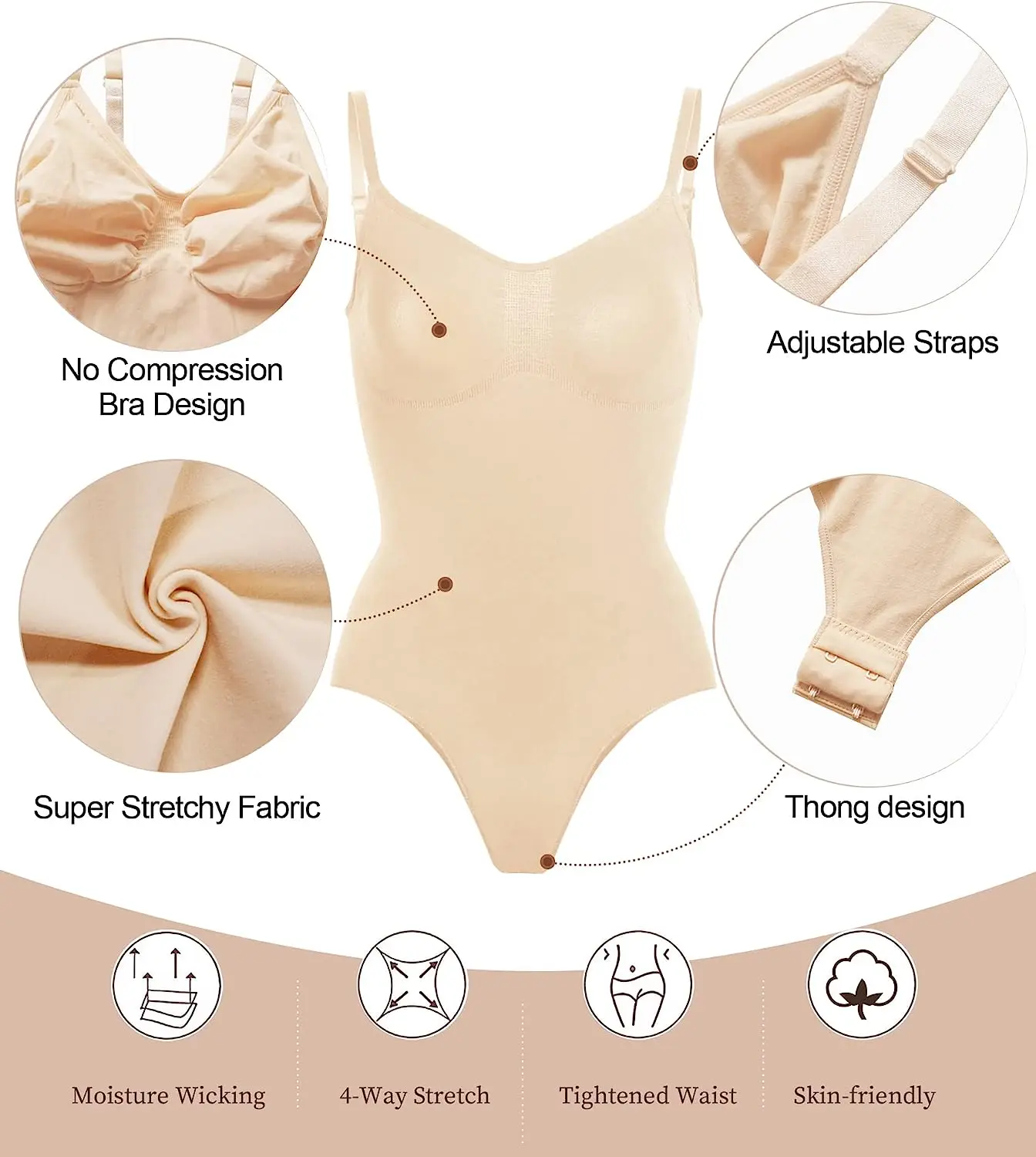 XS 3XL Seamless Body Suit Shapewear Bodysuit Thong Viral Women Nude Black Shape Wear Bodysuit Corset Tummy Control Body Shaper view 5