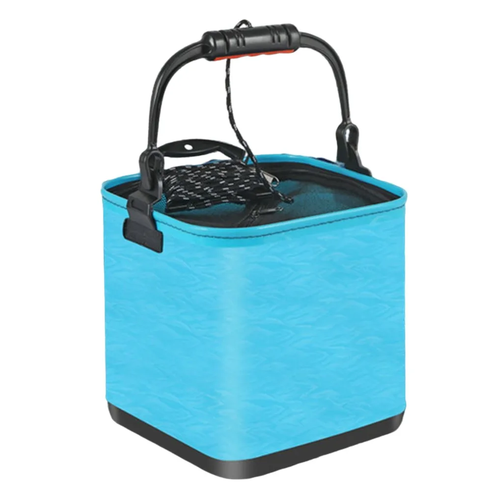Convenient 3D Textured Folding Bucket Collapsible Portable Fishing Box Foldable Multifunctional Fish Bucket Outdoor Fishing