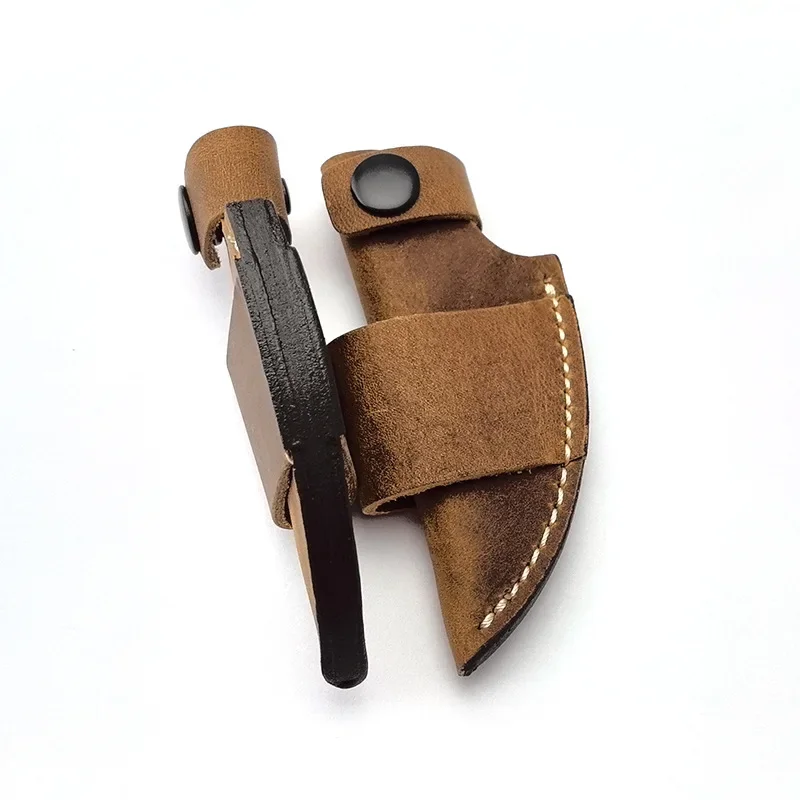 TOP 1 Piece Suede Bird-shaped Small Straight Knife Sheath, Crazy Horse Leather Portable Outdoor Storage Sheath