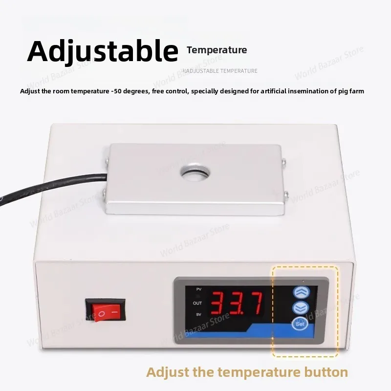 

For The temperature of the heating plate of the constant temperature stage microscope for insemination in pigs can be adjusted