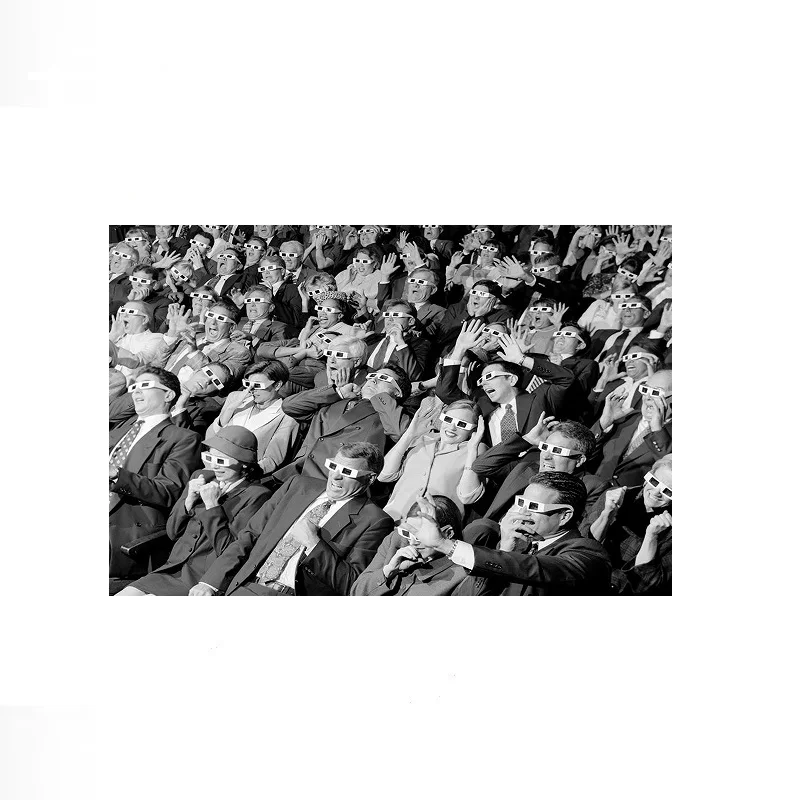 3D Movie Viewers in Theater Wearing 3D Glasses Photo , Art Picture Print Canvas Poster Home Wall Decor