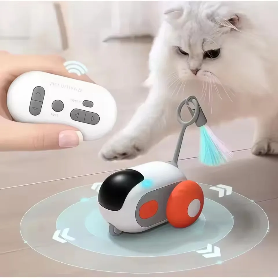 Smart Cat Toy Car Interactive Cat Toy Ball Automatic Rolling Remote Control Toy Car Indoor Cat Accessories Pet Kitten Supplies