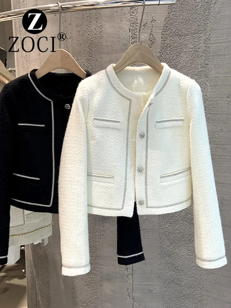 [ZOCI] 2024 South Korea Dongdaemun Autumn New Style Design Unique Round Neck Loose Short Knitted Cardigan Coat Women's Trendy