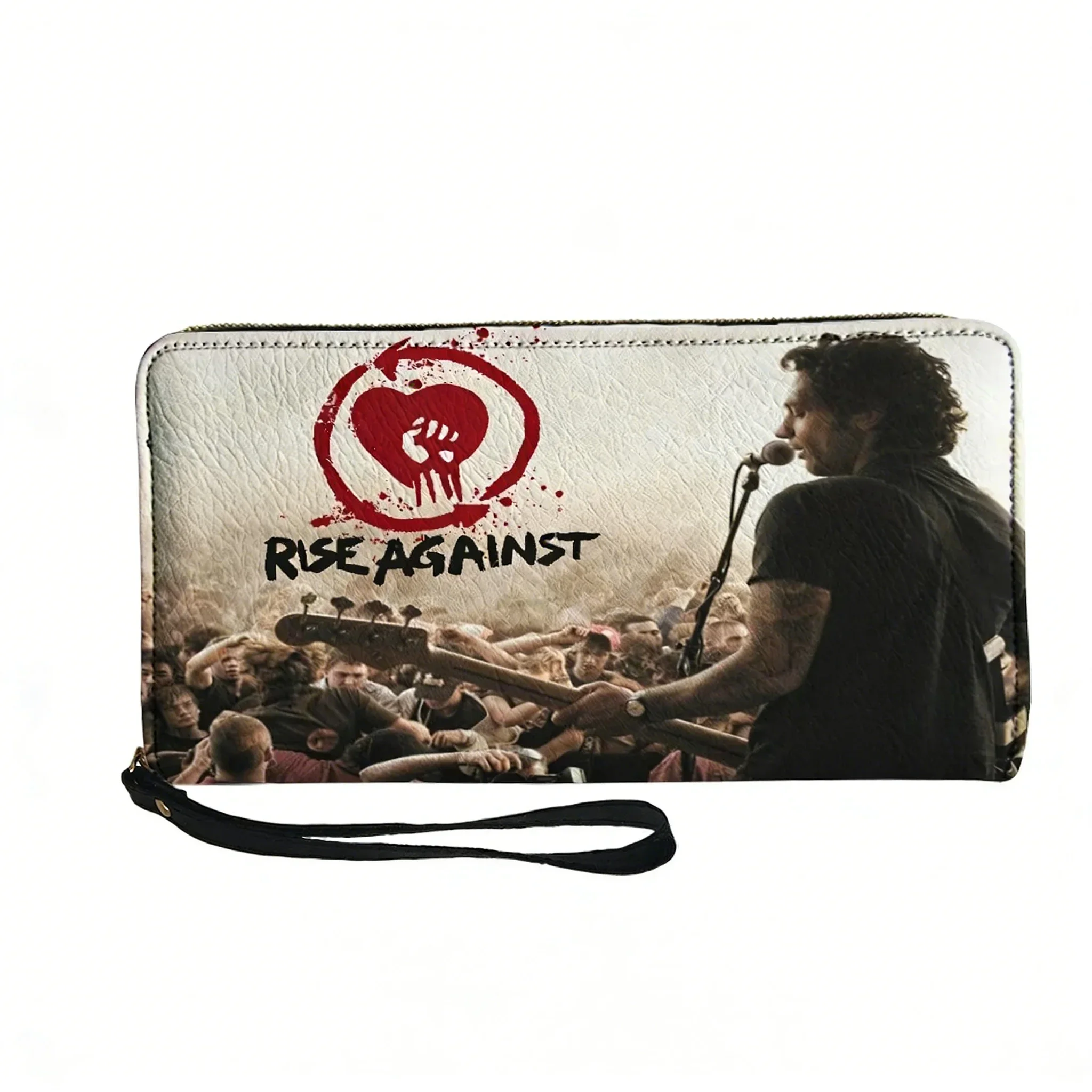 

Кошелек-портмоне с принтом группы Rise Against Rock, мужской, женский, подростковый, на молнии, длинный, с двойным принтом, портативный, подарочная сумка