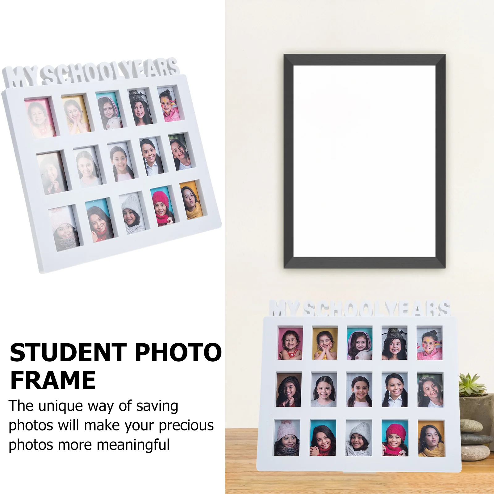 Photo Frame Grade Record Display ID School Years Picture White for Home Student