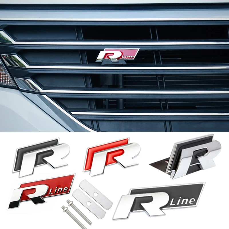 Car Front Grill Trunk Auto Emblem Sticker Accessories For Volkswagen VW R-line R GTI Polo Golf MK8 Touareg Passat Magotan Tiguan