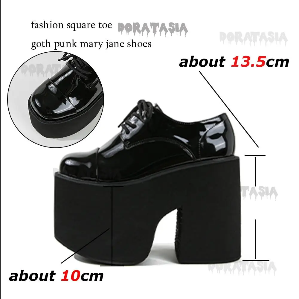 Platform High Heels Thick Bottom Women Mary Jane Shoes Lace Up Trendy Goth Punk Ladies Pumps Y2K Stylish Vintage Lolita Shoes