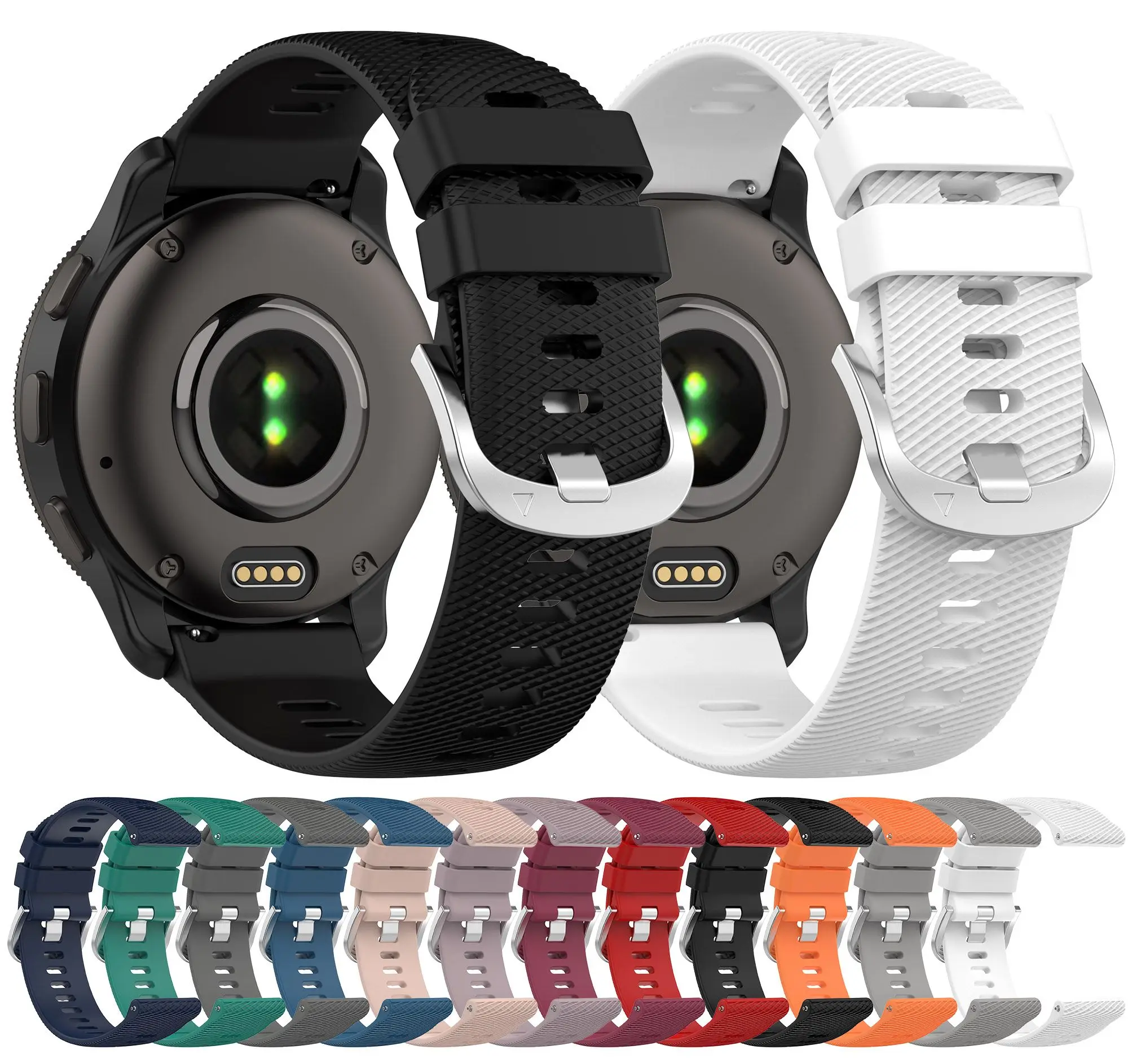 สายนาฬิกาซิลิโคน18มม.20มม.22มม.สำหรับ Garmin Forerunner 255 255S 245 745สำหรับ Garmin venu 2 Plus 2S สร้อยข้อมือสายรัดข้อมือ