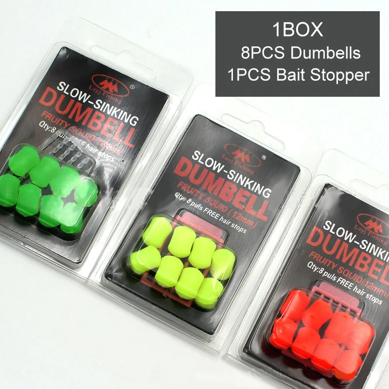 8Pcs/Pack 12mm Carp Fishing Bait Slow Sinking Dumbells Bait Fruity Squid Flavour Fake Food PopUp Tackle Floating Artificial Bait