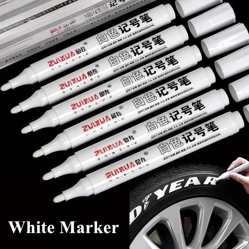 1/3/5pcs Permanent Oily White Marker Pen Waterproof Tire Painting Graffiti Environmental Gel Pen Notebook Drawing Supplies