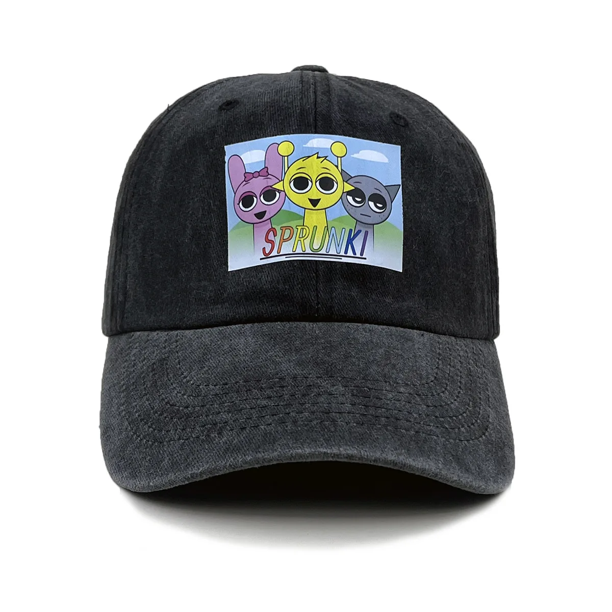 Game Sprunki Hat Unisex  Adjustable  Baseball Cap Washed Denim  Sun Hat Outdoor Sport  Peaked Cap