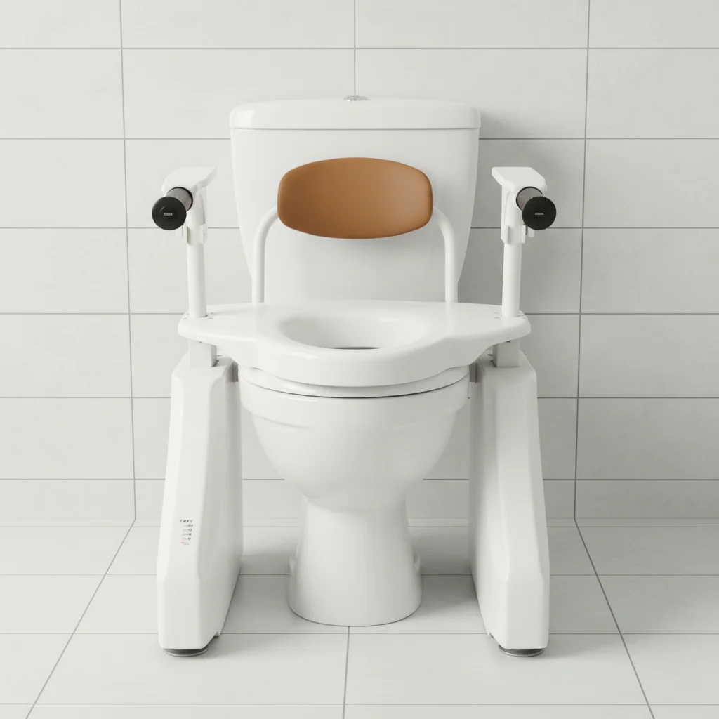 

Raised Toilet Seat, ABS Material 60.6x52.5x71cm, Toilet Lift Seat with Foldable Arm, Elderly Toilet Assist