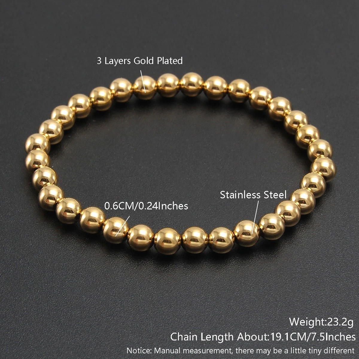 MHS.SUN Trend Stretch Roestvrij Stalen Armbanden Goud Zilver Kleur 2MM 5MM 8MM Gestapelde Bal Kralen Armband voor Vrouwen Mannen Sieraden