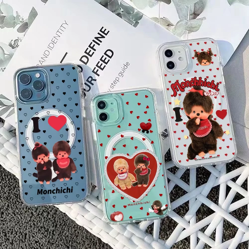 Korean Cartoon Cute M-Monchhichi For Magsafe Magnetic Phone Case For iPhone 17 Air 16e 16 Pro Max 15 14 Plus 13 12 11 Back Cover