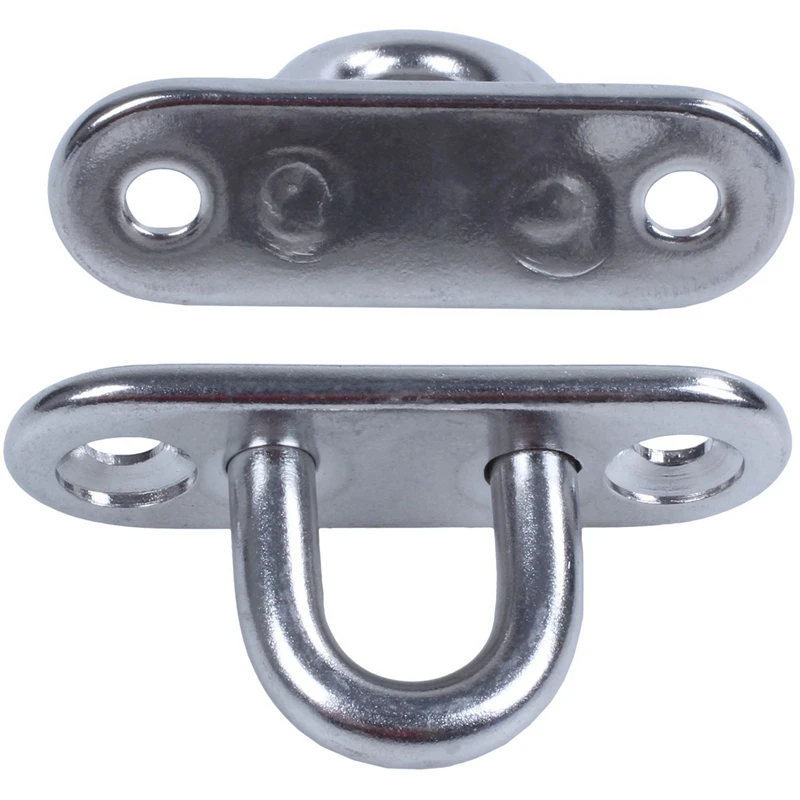 40Pcs 5Mm 304 Stainless Steel Oblong Pad Eye Plate Staple Ring Hook