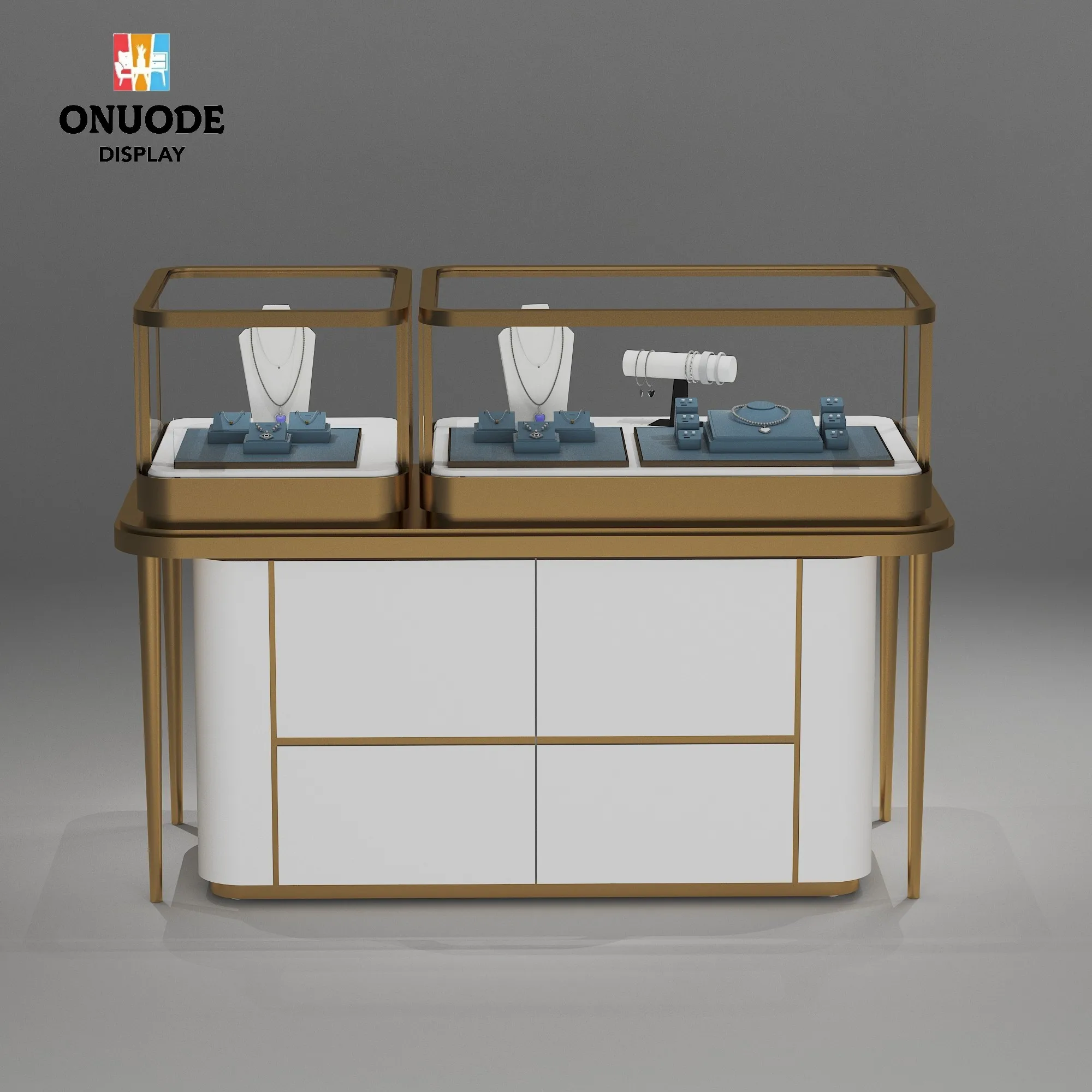 Custom.Custom LED Display Cabinet for Jewelry Necklace Showcase Counter Glass Store Display Case